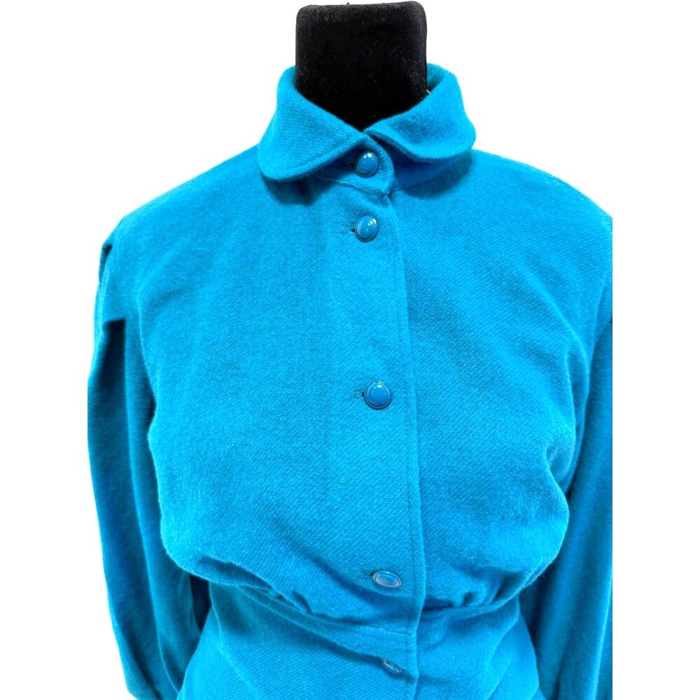 Luisa Spagnoli	vintage teal wool knee length dress - Picture 3 of 9